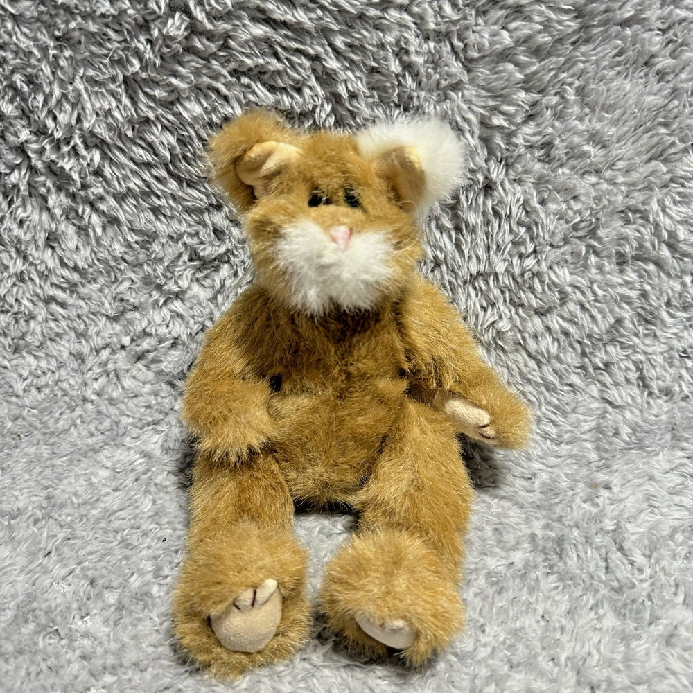 Ty Attic Treasures Pouncer Cat Plush‎ Brown Furry Kitty 8" Retired Collectible